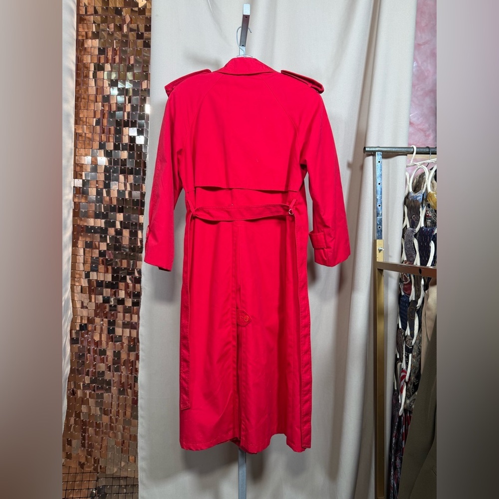 Vintage Red Double-Breasted Trench Coat - Picture 8 of 10